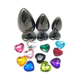 Heart Jeweled Black Stainless Steel Butt Plug Small Butt Plugs